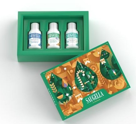Saugella Christmas Box Verde - Kit Protezione - Dermoliquido 100 millilitri + Intimo&Corpo 100 millilitri + Acti3 100millilitri